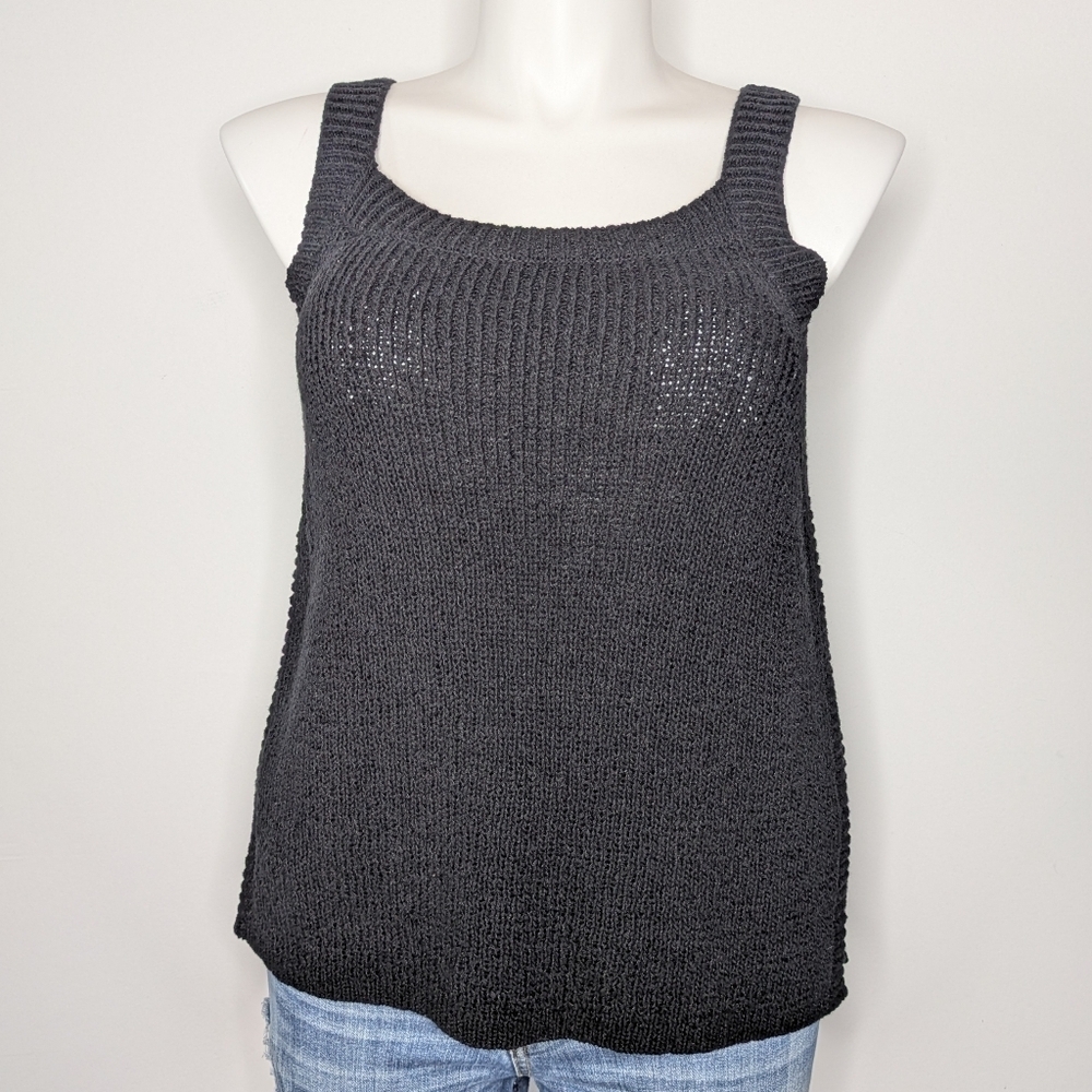 J Crew Black Ribbed Knit Sweater Tank Top XXL